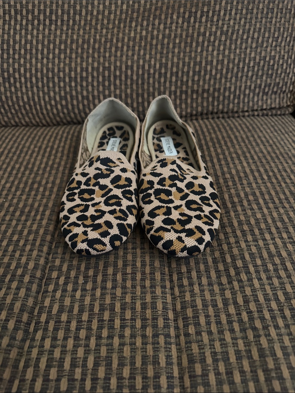 Steve Madden Leopard Canvas Slip-On Flats - Beige Black Tan